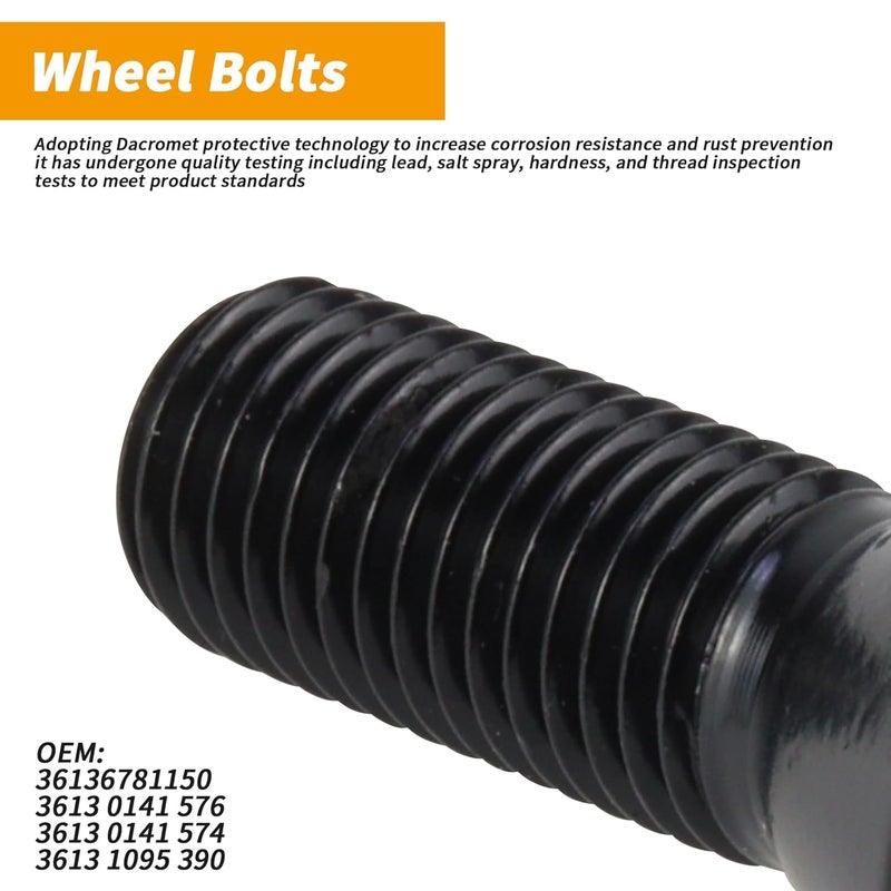MUNIK 20PCS 36136781150 M12 x 1.5 Wheel Lug Bolt for BMW 1 3 5 6 7 8 X1 Z1 Z3 Z4 Z8 for MINI R50 R52 R53 R56 R55 Replace# 36130141574 36130141576 36131095390 36131116717 36131117190 (20 PCS) - Image 4